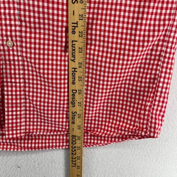 UNIQLO Shirt Mens L Gingham Check Button Up Long Sleeve Woven Cotton Red - Picture 14 of 15